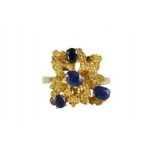 Gold cocktail ring sapphires 1.45ct