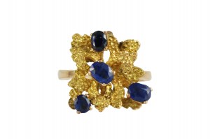 Gold cocktail ring sapphires 1.45ct