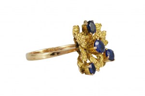 Zlatý koktailový prsteň so zafírmi 1,45 ct