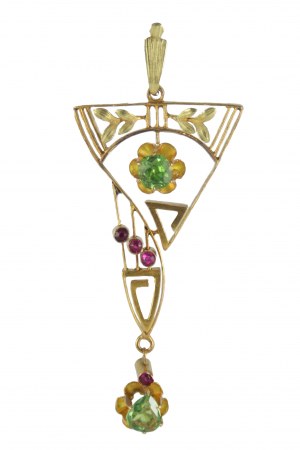Pendant Art Nouveau Russia olives rubies