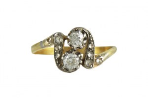 Art Deco Frankreich Ring 0,12ct+0,16ct H-I/Si