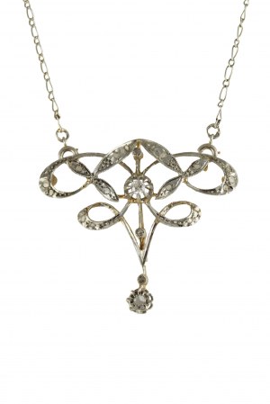 Art Deco necklace France, 0.10ct H/VS2 18K platinum