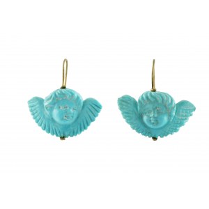 18K gold sculpture turquoise earrings