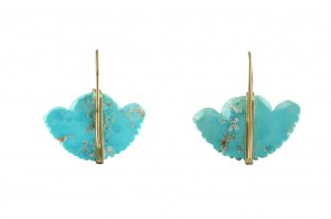 18K gold sculpture turquoise earrings