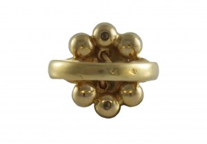Gold ring marquise garnets 18K rosette cuts