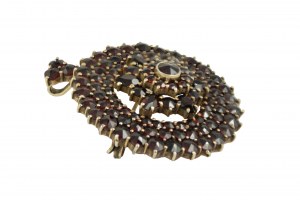 Brooch-pendant silver gilded garnets