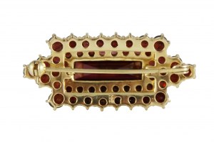 Art Deco gold brooch garnets