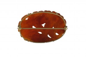 Brooch carnelian carving 14K