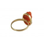 Gold camea ring carving in coral