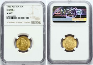 Autriche 10 Corona 1912 Restrike NGC MS 67