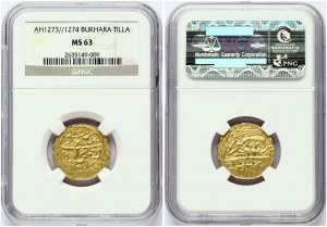 Boukhara Golden Tilla AH 1274/1858 NGC MS 63