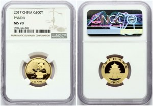 Cina 100 Yuan 2017 Panda NGC MS 70 TOP POP