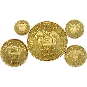 Kolumbia 100 - 1500 Pesos 1968 NI Międzynarodowy Kongres Eucharystyczny Zestaw 5 monet