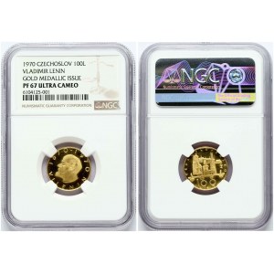 Médaille d'or de la Tchécoslovaquie 1970 Lénine 100 ans NGC PF 67 ULTRA CAMEO