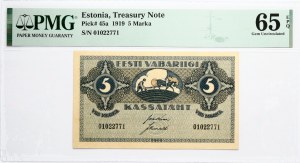 Estonia 5 Marka 1919 PMG 65 Gem Uncirculated EPQ