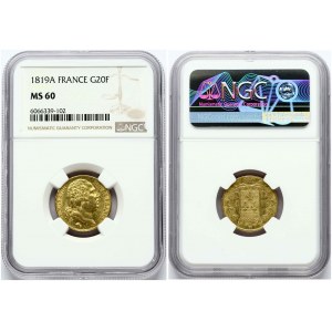 20 frankov 1819 A NGC MS 60