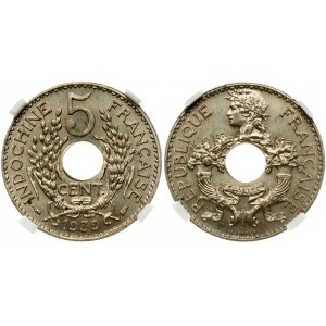 Francúzska Indočína 5 centov 1939 NGC MS 66