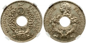 Francúzska Indočína 5 centov 1939 NGC MS 66