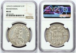 Brandenburg-Prussia 2/3 Taler 1694 ICS NGC MS 62 TOP POP