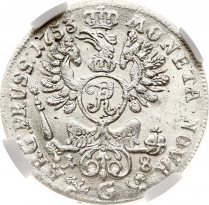 Niemcy Prusy 18 Groscher 1753 G NGC MS 64