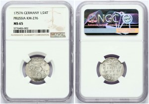 Prussia 1/24 Taler 1757 A NGC MS 65 TOP POP