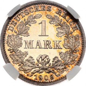 Niemcy 1 Marka 1908 D NGC PF 66 TOP POP