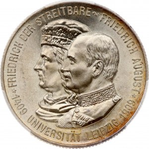 Nemecko Sasko 2 marky 1909 E Lipská univerzita PCGS MS 66+