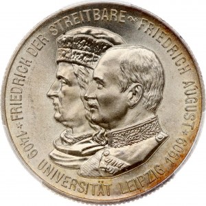 Německo Sasko 2 marky 1909 E Lipská univerzita PCGS MS 66+