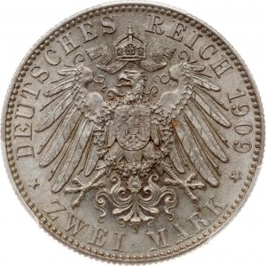 Niemcy Saksonia 2 marki 1909 E Uniwersytet Lipski PCGS MS 66+