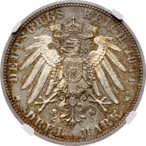 Nemecko Bavorsko 3 marky 1911 D NGC PF 64