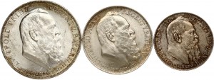 Germany Bavaria 2 - 5 Mark 1911 D 90th Birthday Set Lot of 3 coins