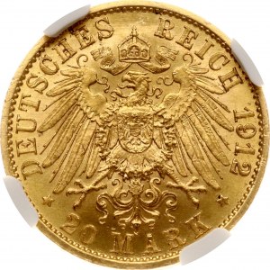 Deutschland Preußen 20 Mark 1912 A NGC MS 63