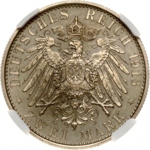 Preußen 2 Mark 1913 A 25 Jahre Herrschaft NGC PF 62