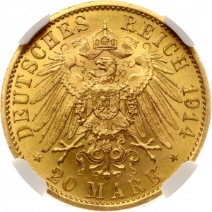 Germania Prussia 20 marchi 1914 A NGC MS 63+