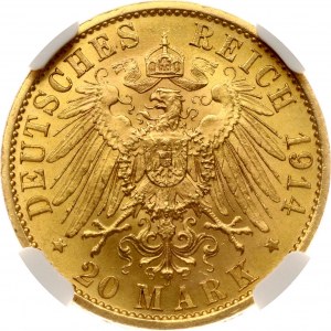 Germany Prussia 20 Mark 1914 A NGC MS 63+