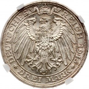 Niemcy Meklemburgia-Schwerin 3 Mark 1915 A NGC MS 64