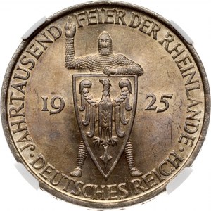 Deutschland Weimarer Republik 5 Reichsmark 1925 D Rheinland NGC MS 64