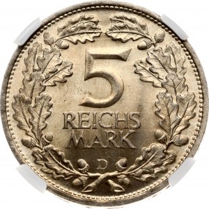 Germany Weimar Republic 5 Reichsmark 1925 D Rhineland NGC MS 64