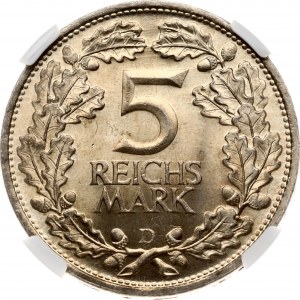 Allemagne République de Weimar 5 Reichsmark 1925 D Rhineland NGC MS 64