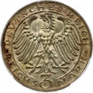 Nemecko Weimarská republika 3 ríšske marky 1928 D Albrecht Dürer PCGS MS 64