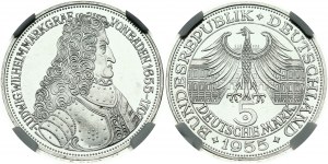 5 Marka 1955 G Ludwig von Baden NGC MS 64