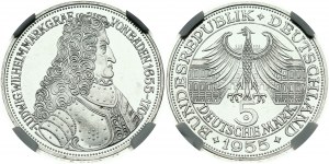 5 Marco 1955 G Ludwig von Baden NGC MS 64