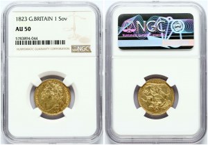 Great Britain Sovereign 1823 NGC AU 50
