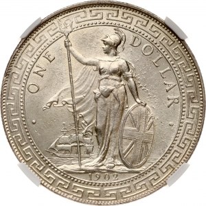 Obchodní dolar Velké Británie 1902 B NGC MS 63