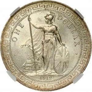 Obchodní dolar Velké Británie 1912 B NGC MS 65