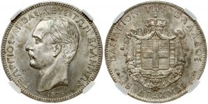 Grèce 5 Drachmai 1876 A NGC MS 62