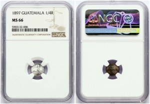 Guatemala 1/4 Real 1897 NGC MS 66