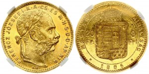 Ungheria 20 Franchi / 8 Fiorini 1886 KB NGC MS 61