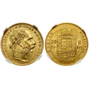 Ungarn 20 Francs / 8 Forint 1888 KB NGC MS 62