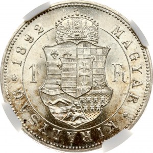 Węgry 1 Forint 1892 KB NGC MS 63